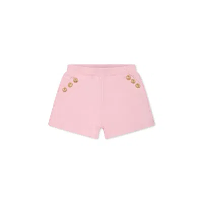 Balmain Pink Shorts For Baby Girl With Buttons