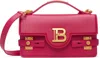 Balmain Pink Smooth Leather B-buzz 24 Bag In Red