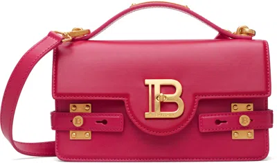 Balmain Pink Smooth Leather B-buzz 24 Bag In Red