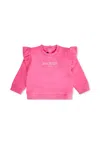 Balmain Pink Sweatshirt For Baby Girl With Logo In Pink