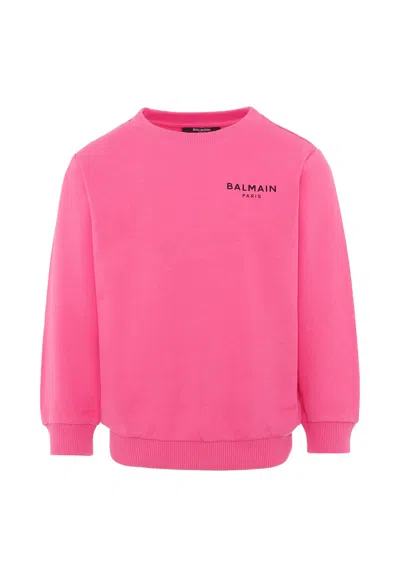 BALMAIN PINK SWEATSHIRT FOR GIRL WITH LOGO
