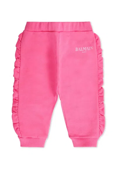 Balmain Kids' Pink Trousers For Baby Girl With Logo