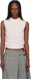 Balmain Knit Top Button Detail Sleeveless Round Neck In White