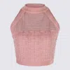 Balmain Top In Maglia Monogramma Pb Labirinto In Saumon/argent