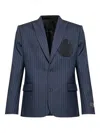 Balmain Long-sleeved Suit Jacket In Blue