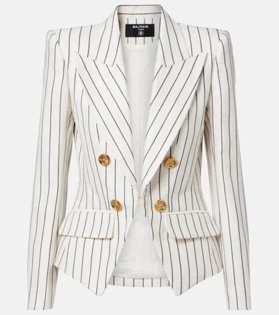 Balmain Pinstripe Double-breasted Blazer In White