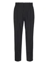 Balmain Pinstripe-pattern Wool-blend Trousers In Black