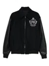 Balmain Pinstripe-print Panelled Bomber Jacket In Black