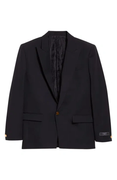Balmain Pinstripe Wool Tuxedo Jacket In Black