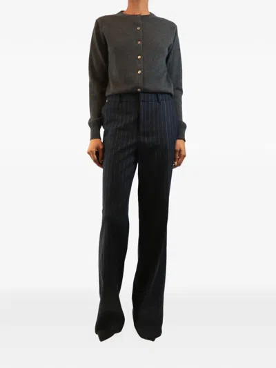 Pre-owned Balmain Pinstripe-pattern Trousers In Blue