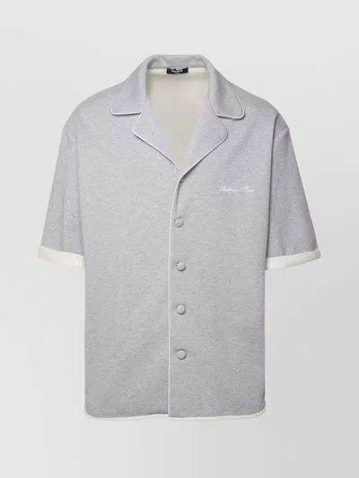 Balmain Piping Shirt With Collar And Pockets In Gray