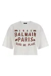 Balmain White Plage Print T-shirt In White