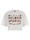 Balmain White Plage Print T-shirt In White
