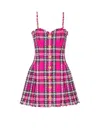 Balmain Plaid Dress With Chain Straps In Multi