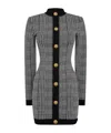 Balmain Plaid Knit Dress In Multi