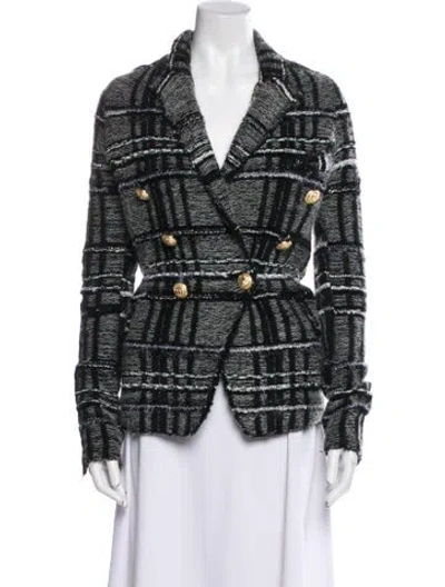 Pre-owned Balmain Plaid Print Blazer In Black