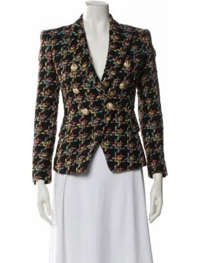 Pre-owned Balmain Plaid Print Blazer In Black