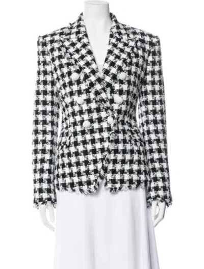 Pre-owned Balmain Plaid Print Blazer In Black
