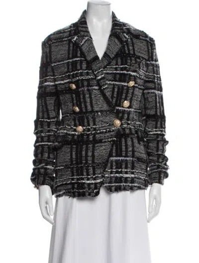 Pre-owned Balmain Plaid Print Blazer In Black