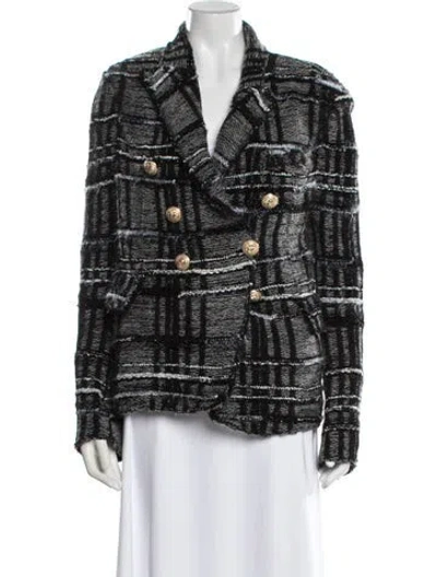Pre-owned Balmain Plaid Print Blazer In Black
