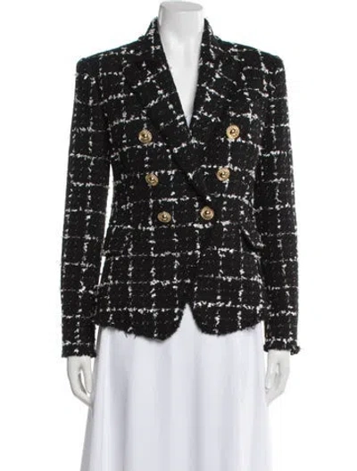 Pre-owned Balmain Plaid Print Blazer In Black