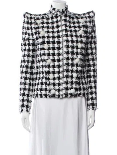Pre-owned Balmain Plaid Print Blazer In Black
