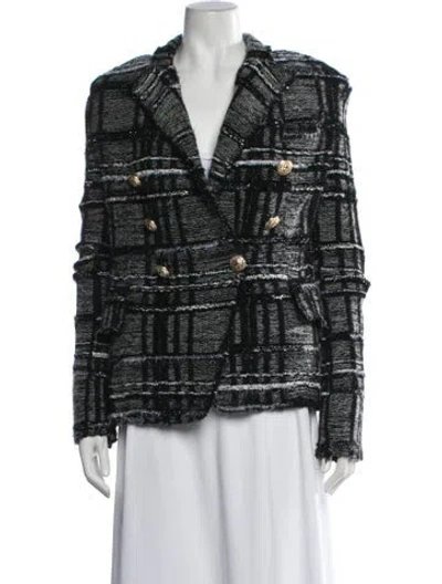 Pre-owned Balmain Plaid Print Blazer In Black