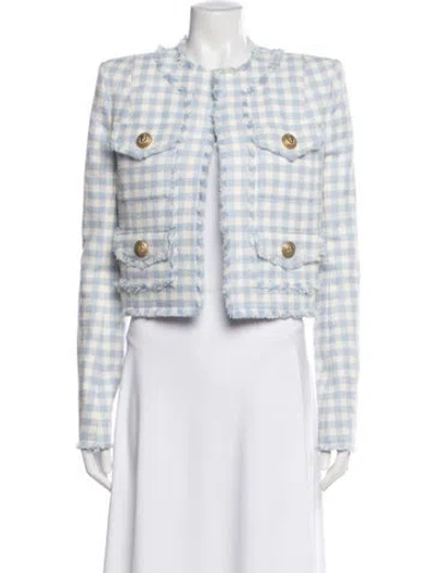 Pre-owned Balmain Plaid Print Blazer In Blue