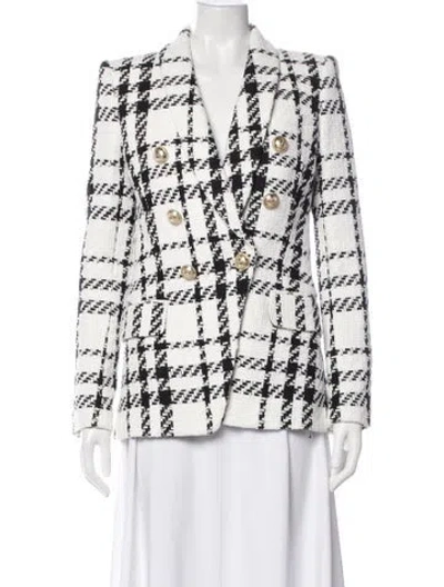 Pre-owned Balmain Plaid Print Blazer In Gray