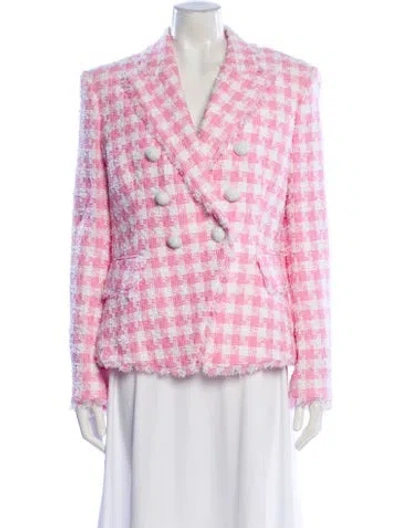 Pre-owned Balmain Plaid Print Blazer In Purple