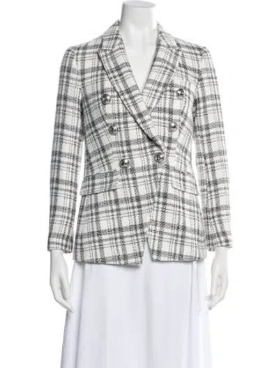 Pre-owned Balmain Plaid Print Blazer In Silver