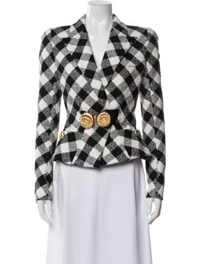 Pre-owned Balmain Plaid Print Blazer W/ Tags In Multi
