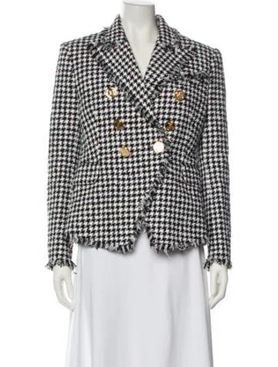 Pre-owned Balmain Plaid Print Blazer W/ Tags In White