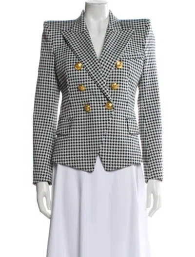 Pre-owned Balmain Plaid Print Blazer In White