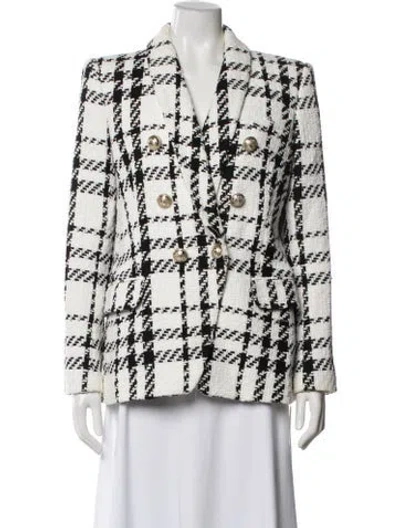 Pre-owned Balmain Plaid Print Blazer In White