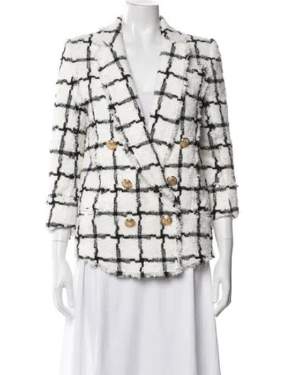 Pre-owned Balmain Plaid Print Blazer In White