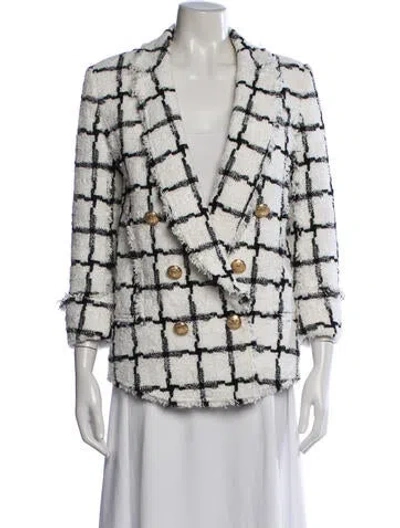 Pre-owned Balmain Plaid Print Blazer In White