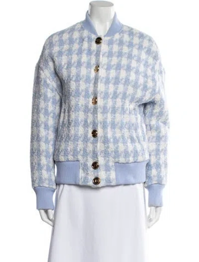 Pre-owned Balmain Plaid Print Bomber Jacket In Blue