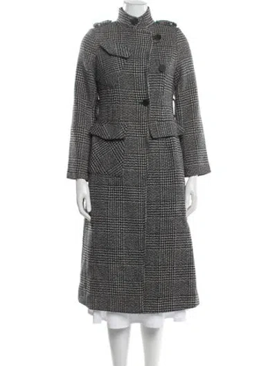 Pre-owned Balmain Plaid Print Coat In Neutrals