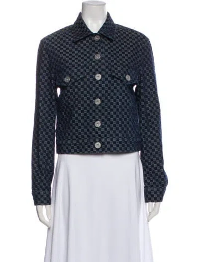 Pre-owned Balmain Plaid Print Jacket In Blue