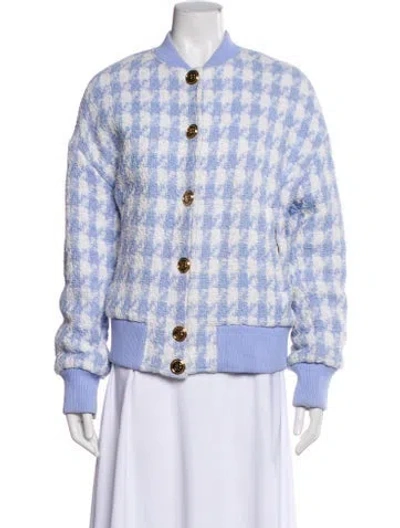 Pre-owned Balmain Plaid Print Jacket In Blue