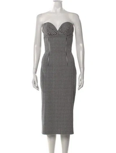 Pre-owned Balmain Plaid Print Long Dress In White