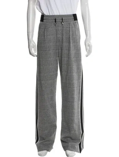 Pre-owned Balmain Plaid Print Lounge Bottoms In Grey