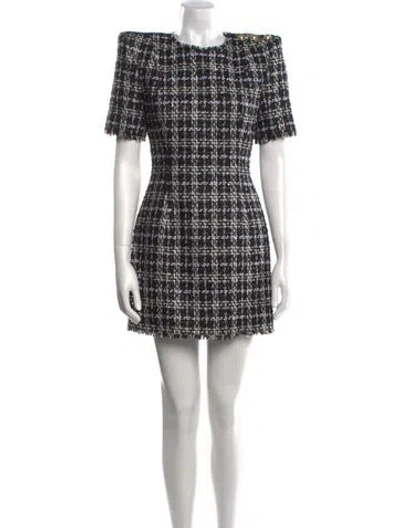 Pre-owned Balmain Plaid Print Mini Dress In Black