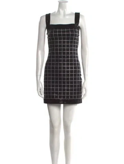 Pre-owned Balmain Plaid Print Mini Dress In Black