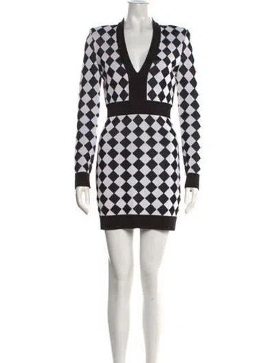 Pre-owned Balmain Plaid Print Mini Dress In Black