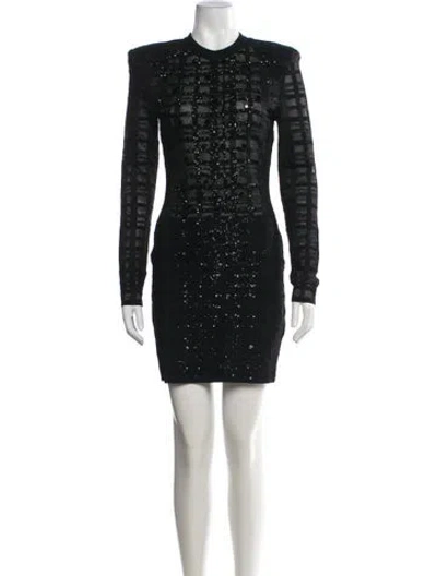 Pre-owned Balmain Plaid Print Mini Dress In Black
