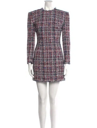 Pre-owned Balmain Plaid Print Mini Dress In Blue