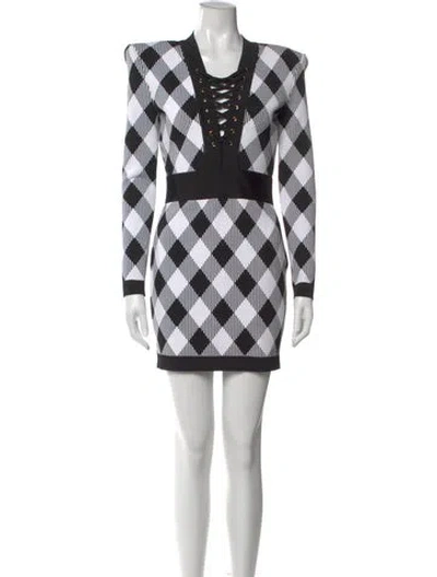 Pre-owned Balmain Plaid Print Mini Dress In Multi