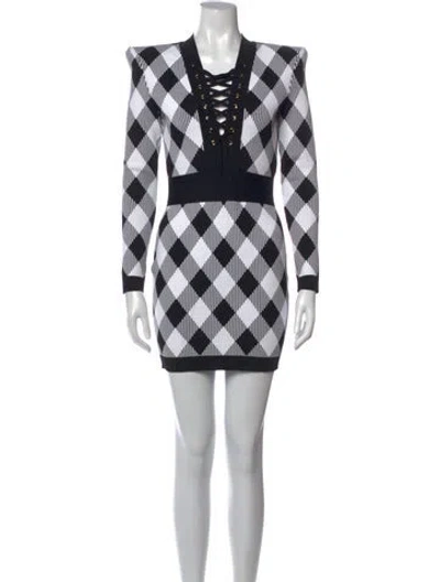 Pre-owned Balmain Plaid Print Mini Dress In Multi